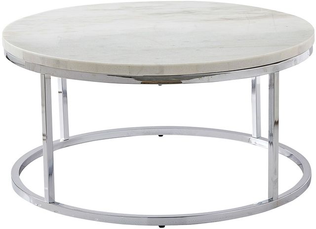 Steve Silver Co. Echo White Cocktail Table with Chrome Base-0