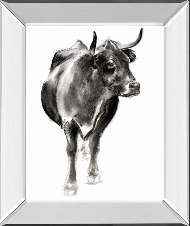 Classy Art Charcoal Cattle I by Jennifer Paxton Parker Mirror Framed Wall Art-0