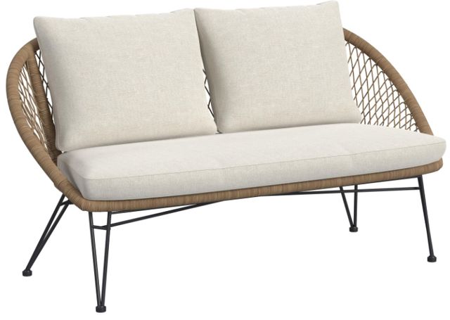 Elements International Grace 4-Piece Beige/Black/Natural Fabric/Wooden Outdoor Seating Set-4
