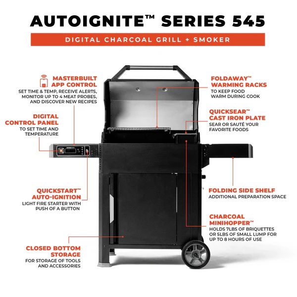 AutoIgnite™ Series 545 Digital Charcoal Grill and Smoker-3