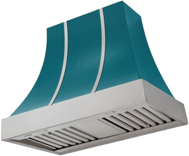 AGA Cascade 36" Salcombe Blue Wall Mounted Range Hood  with Brushed Nickel Trim-0