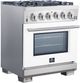 FORNO® Capriasca 30" Stainless Steel Pro Style Gas Range with White Door-1