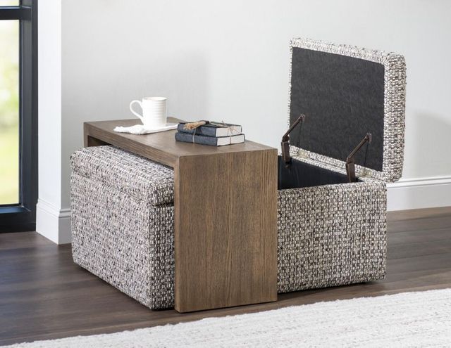 Legacy Classic Solana Cobblestone/Positano Clay Storage Ottoman with Wood Top-1