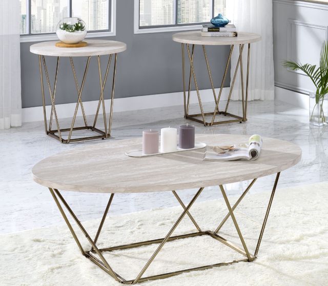 Steve Silver Co. Rowyn White Cocktail Table with Copper Base-1