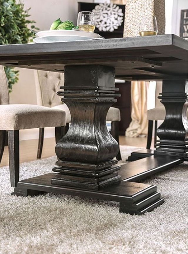 Furniture of America® Nerissa 7-Piece Antique Black/Gray Dining Table Set-1
