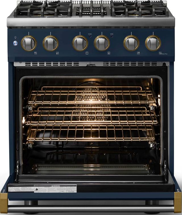 Viking® 5 Series 30" Slate Blue Pro Style Dual Fuel (LP) Range with Brushed Brass Trim-1