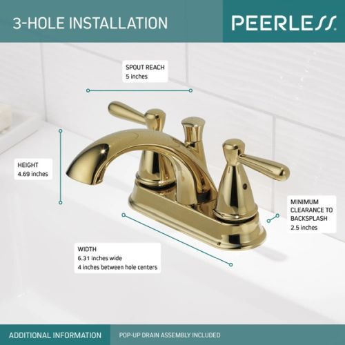 Peerless Bayside Polished Brass 2-Handle Centerset Bathroom Faucet-3