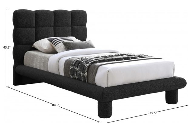 Meridian Furniture Deco Black Twin Upholstered Panel Bed-3