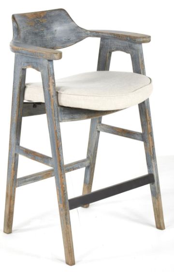 Nest Home Collections Wagner Distressed Blue/Sand Bar Stool-0