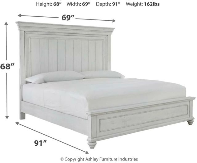 Benchcraft® Kanwyn Whitewash King Panel Bed-3