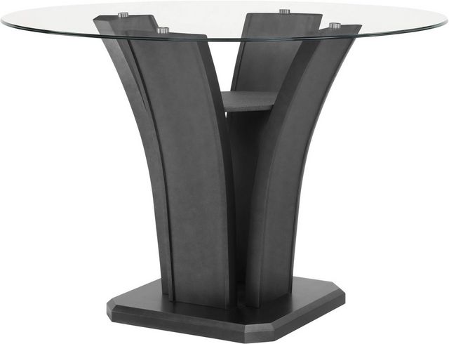 Furniture of America® Manhattan III Glass Top Round Counter Height Table with Dark Gray Pedestal 
