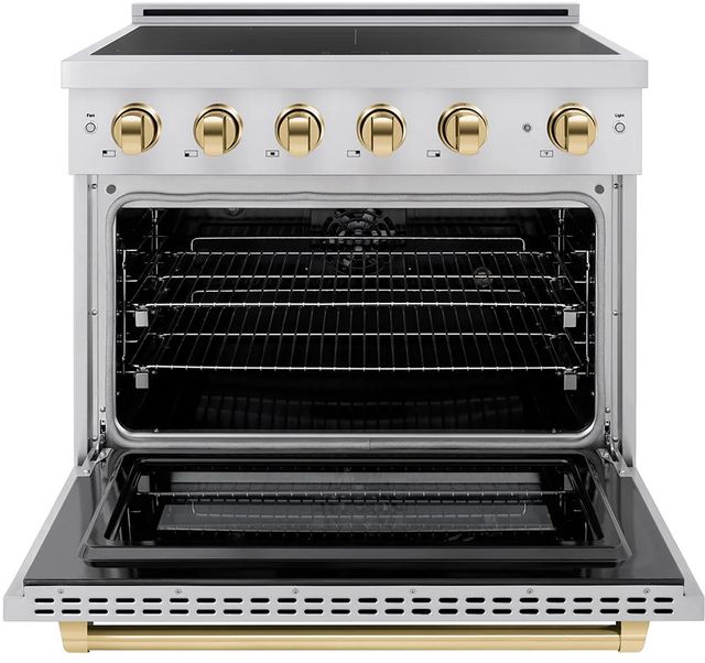 ZLINE Autograph Edition Paramount 36" Stainless Steel Pro Style Induction Range with Polished Gold Accents-1