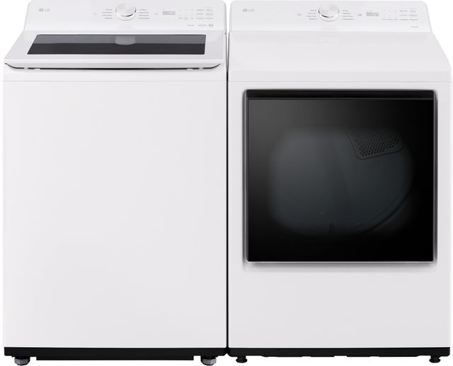 LG Alpine White Agitator Top Load Washer and Front Load Gas Dryer Laundry Pair-0
