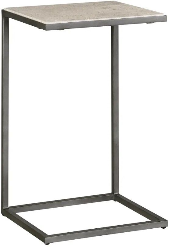Hammary® Modern Basics Brown Marble Top Accent Table with Antique Silver Base-0