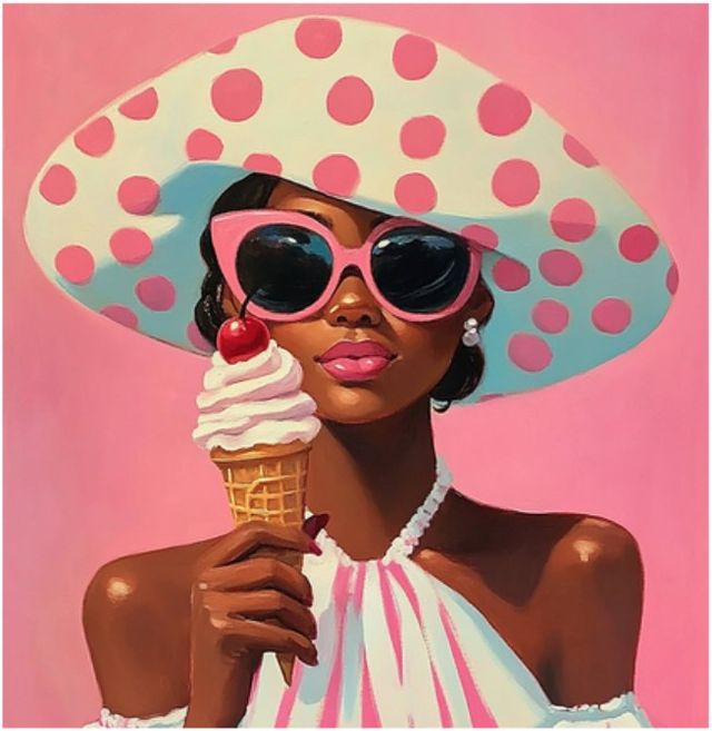 Classy Living Adventurous Ice Cream on Pink Wall Art-0