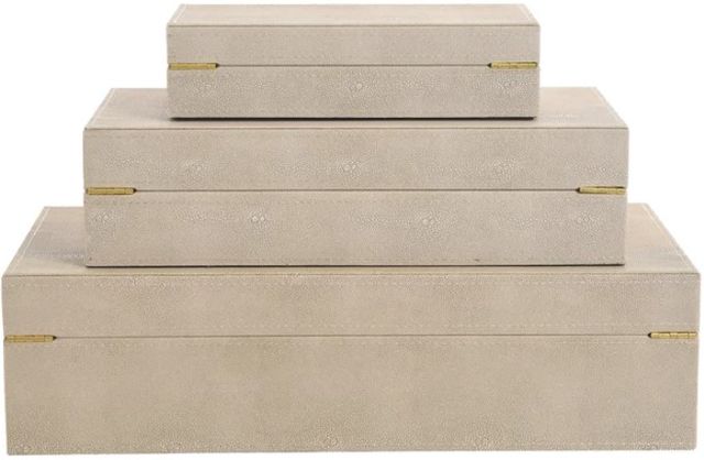 StyleCraft Norman Wyatt Home 3-Piece Camilla Neutral Leather Accessory Boxes-2