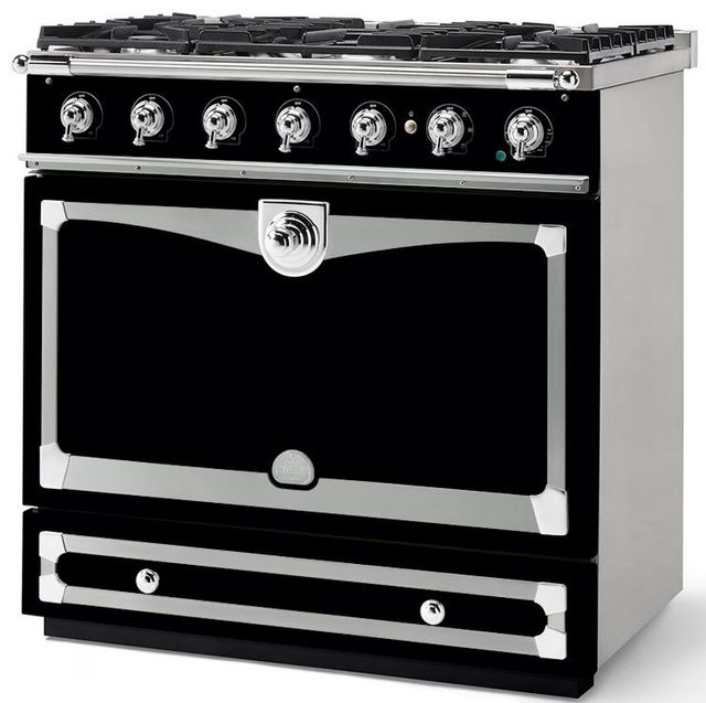 La Cornue CornuFé 90 AlberTine 36" Gloss Black Pro Style Dual Fuel Range-1