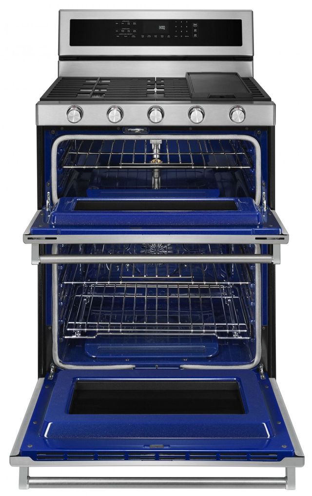 KitchenAid® 30" Stainless Steel Double Oven Freestanding Gas Range-1