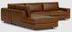 EQ3 Customizable Cello Plush 3-Piece Leather Left-Arm Facing Sofa Sectional and Backless Chaise with Straight Arm-3