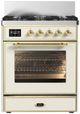 Ilve® Majestic III 30" Antique White Pro Style Dual Fuel Natural Gas Range with Triple Glass Door and BrassTrim-0