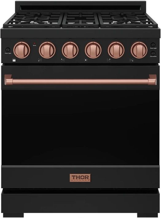 Thor Kitchen Gordon Ramsay Collection 30" Stainless Steel Pro Style Liquid Propane Range with Precision Knob Control in Rose Gold Trim-0