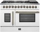 FORNO® Galiano Series Alta Qualita 48" White and Antique Brass Pro Style Dual Fuel Range -0
