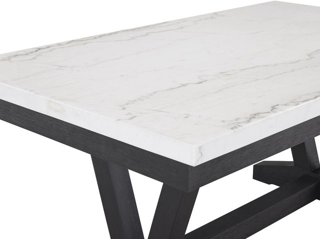 Crown Mark Genuine White Dining Table with Black Base-3