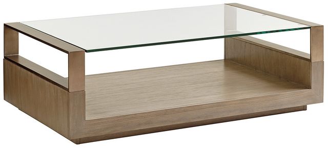 Lexington Home Shadow Play Center Stage Clear Top Cocktail Table with Taupe Gray Base-0