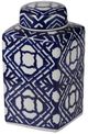 A & B Home Valora Blue/White Lidded Jar-2