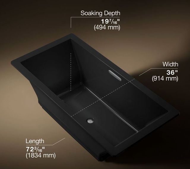 KOHLER® Underscore® Black 72" X 36" Drop-In/ Undermount Heated Bubblemassage™ Air Bath-2