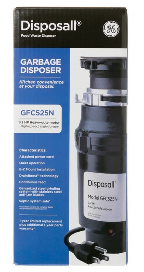 GE® Disposall® 1/2 HP Continuous Feed Corded Black Garbage Disposal-1