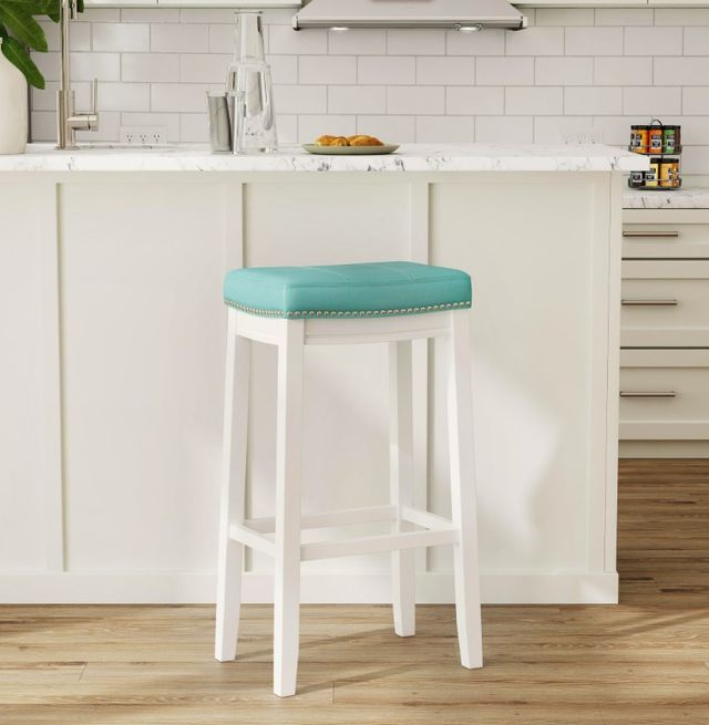Linon Claridge Teal/White Bar Stool-1