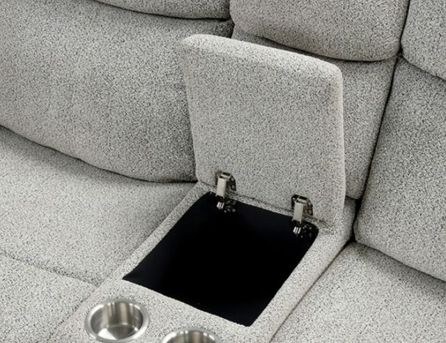 Furniture of America® Sandbach Light Gray Manual Reclining Glider Loveseat with Console-2