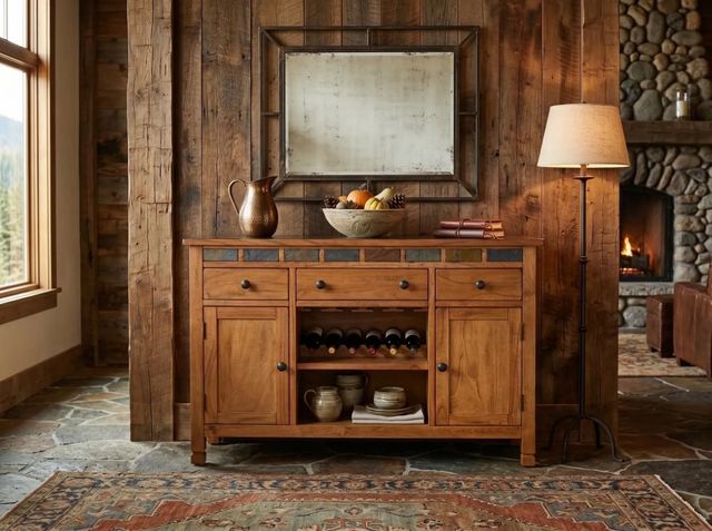 Sunny Designs™ Sedona Rustic Oak Buffet with Slate-1