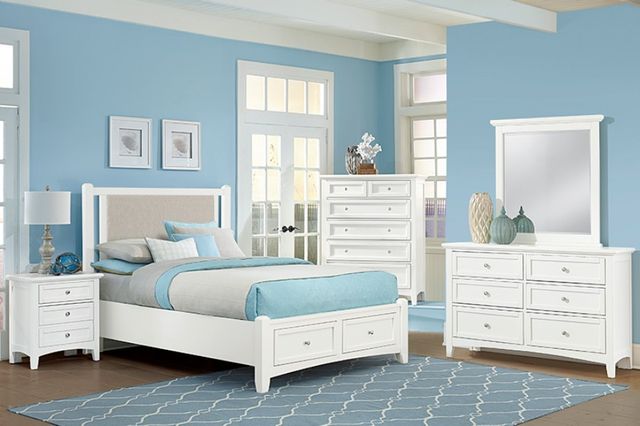 Vaughan-Bassett Bonanza Gray/White Full Upholstered Panel Storage Bed-1