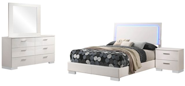 Coaster® Felicity 4-Piece White High Gloss Youth Full Panel Bedroom Set-0