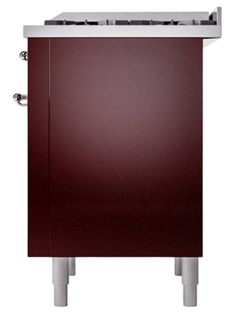 Ilve® Nostalgie II Noblesse 36'' Burgundy Pro Style Dual Fuel Range with Chrome Trim-3