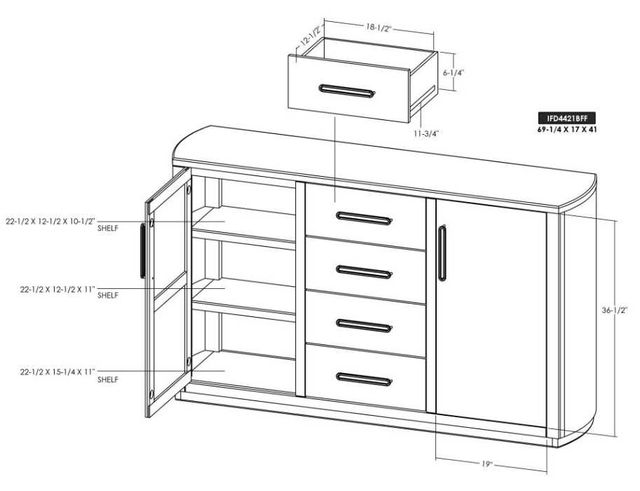 International Furniture Direct Balam Stained Dark Buffet-2
