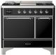 Ilve® Majestic III 40" Glossy Black Pro Style Dual Fuel Natural Gas Range with Solid Door and Chrome Trim-0