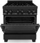 ZLINE 30" Black Stainless Steel Pro Style Dual Fuel Range-4