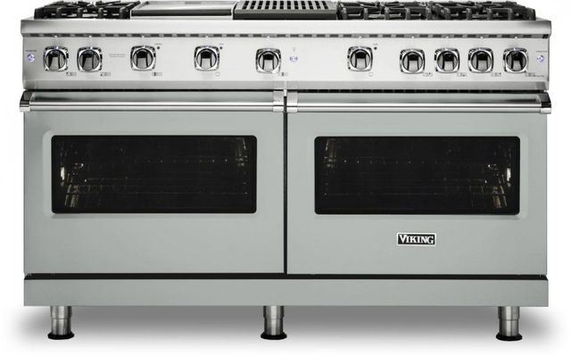 Viking® 5 Series 60" Arctic Grey Pro Style Liquid Propane Range with 12" Griddle and 12" Grill-0