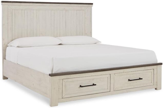 Benchcraft® Brewgan 3-Piece Two-Tone Queen Panel Storage Bed Set-1