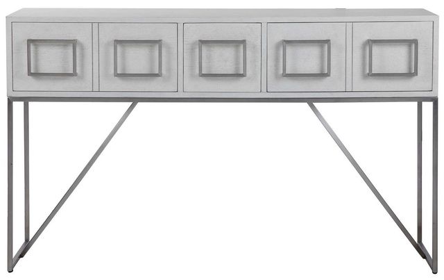 Uttermost® Abaya Soft White Console Table with Brushed Nickel Base-3