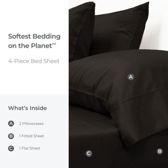 Cariloha Retreat 4-Piece Black Sand Lyocell King Sheet Set-4