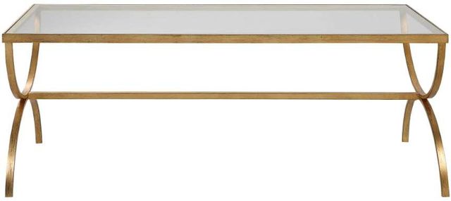 Uttermost® Crescent Glass Top Coffee Table with Antiqued Gold Base-3