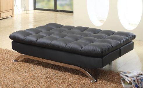 Milton Greens Stars Black Plush Futon Bed with Metal Legs-1