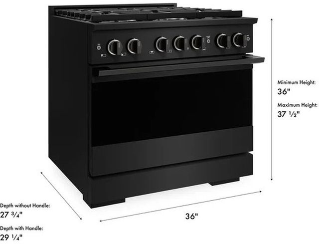 ZLINE Marino 36" Black Stainless Steel Pro Style Gas Range with Cooktop and Convection Gas Oven-2
