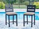 Signature Design by Ashley® East Beach Beige/Navy Blue Fabric/Wooden Outdoor Barstool-1