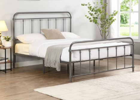 Milton Greens Stars Dark Gray Full Metal Farmhouse Classic Platform Bed-1