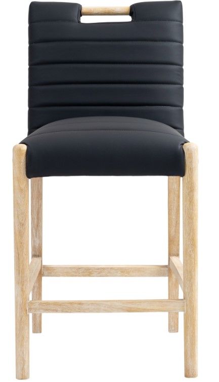 Meridian Furniture Aimee Black/Natural Vegan Leather Counter Stool-1